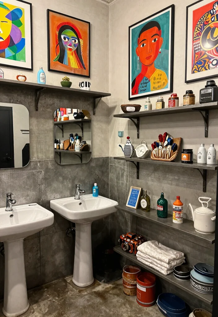 16 Industrial Bathroom Ideas With Urban Edge - 16. Personal Touches 1