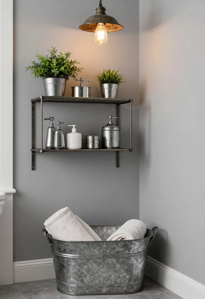 16 Industrial Bathroom Ideas With Urban Edge - 2. Vintage Metal Accents 1