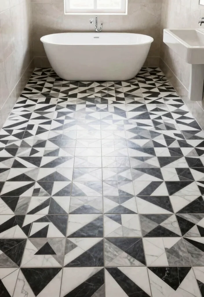 16 Industrial Bathroom Ideas With Urban Edge - 5. Geometric Tiles 1