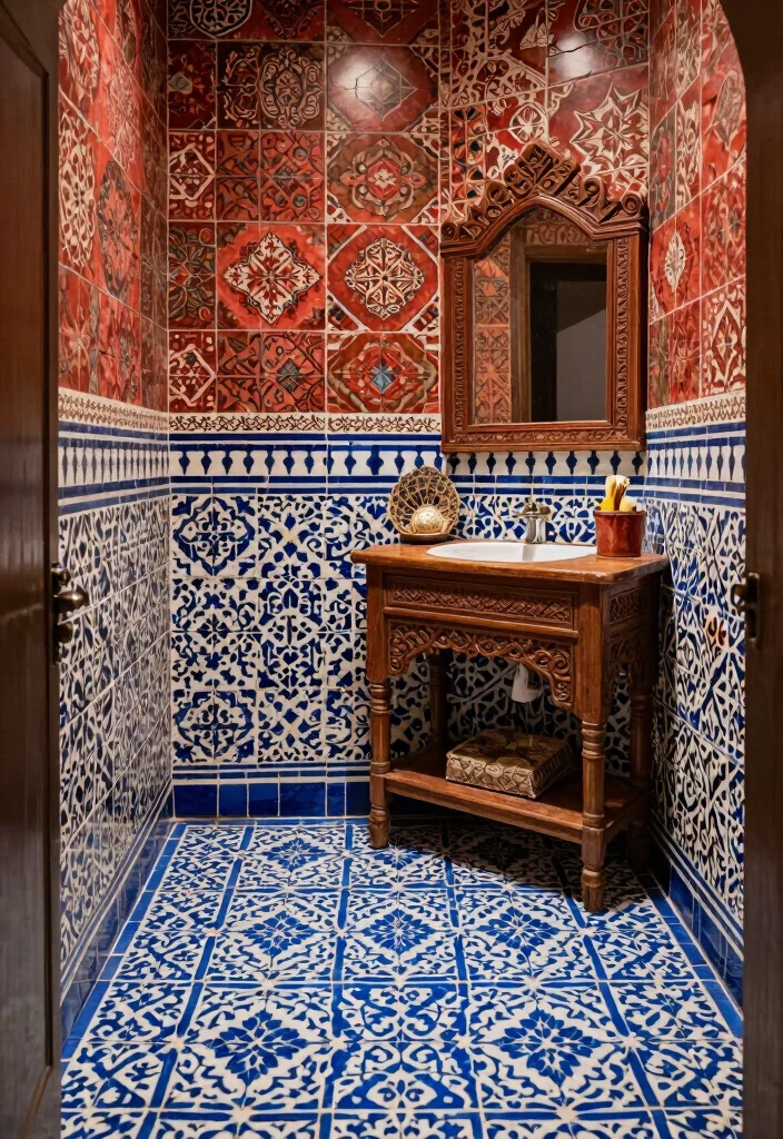 16 Moroccan Tile Bathroom Ideas With Stunning Patterns - 3. Ethnic Tile Fusion 1