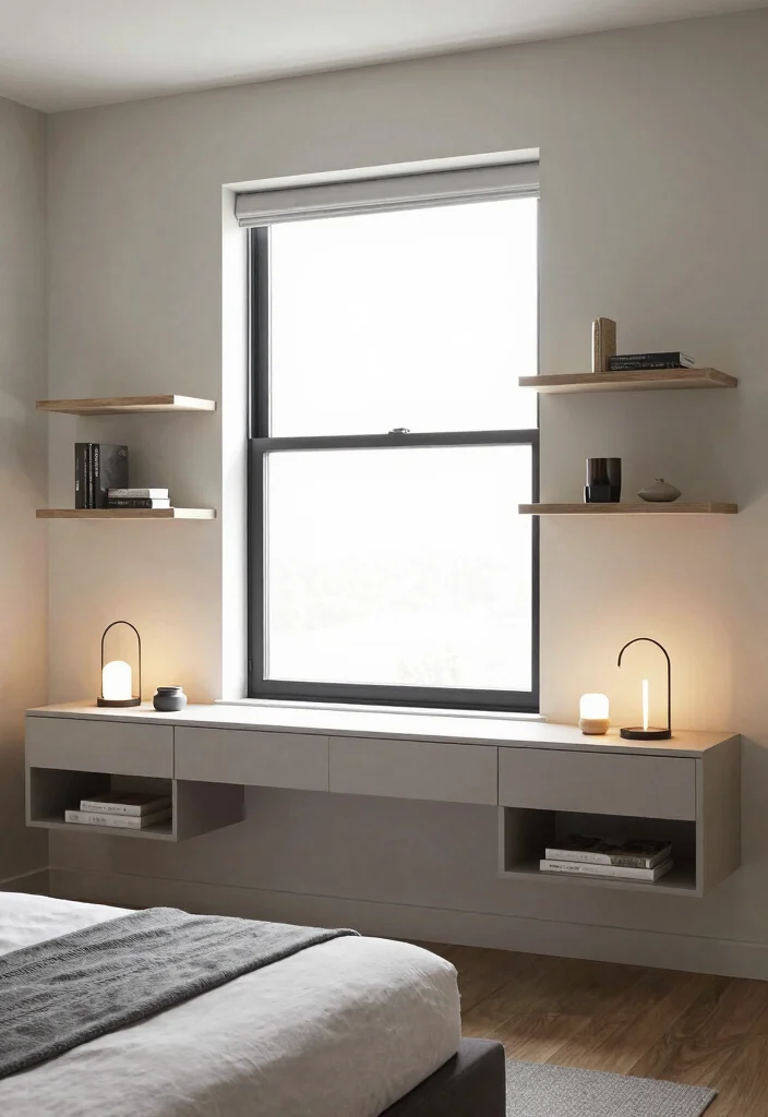 16 One Window Bedroom Ideas: Bright, Balanced Layouts - 10. Floating Nightstands 1