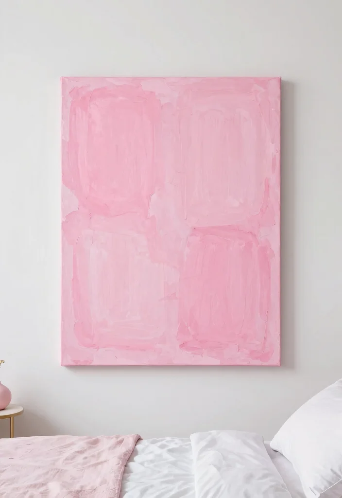 16 Pink and White Bedroom Ideas for a Fresh Feminine Look - 14. Incorporate a Statement Piece 1