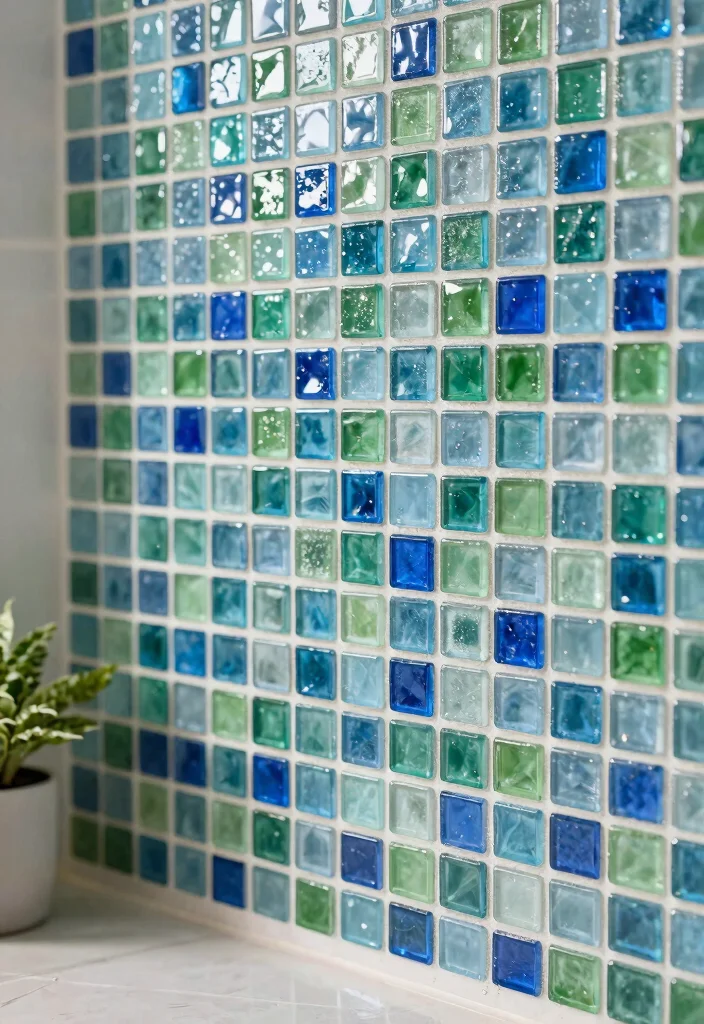 16 Trendy Bathroom Tile Ideas That Feel Fresh - 1. Recycled Glass Tiles 1