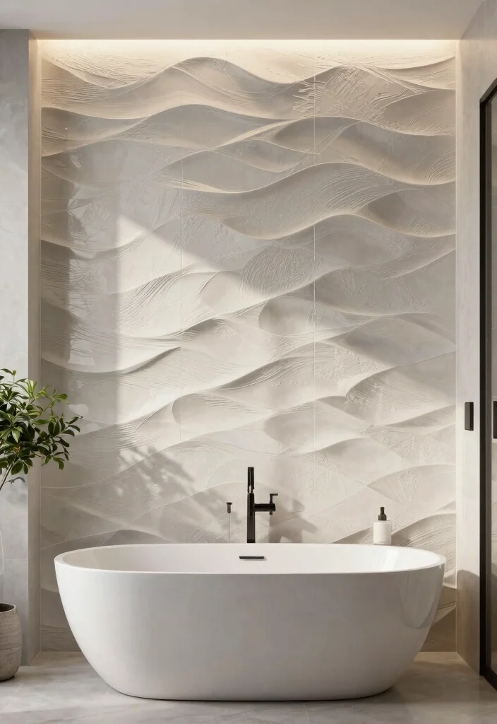 16 Trendy Bathroom Tile Ideas That Feel Fresh - 16. 3D Textured Tiles 1