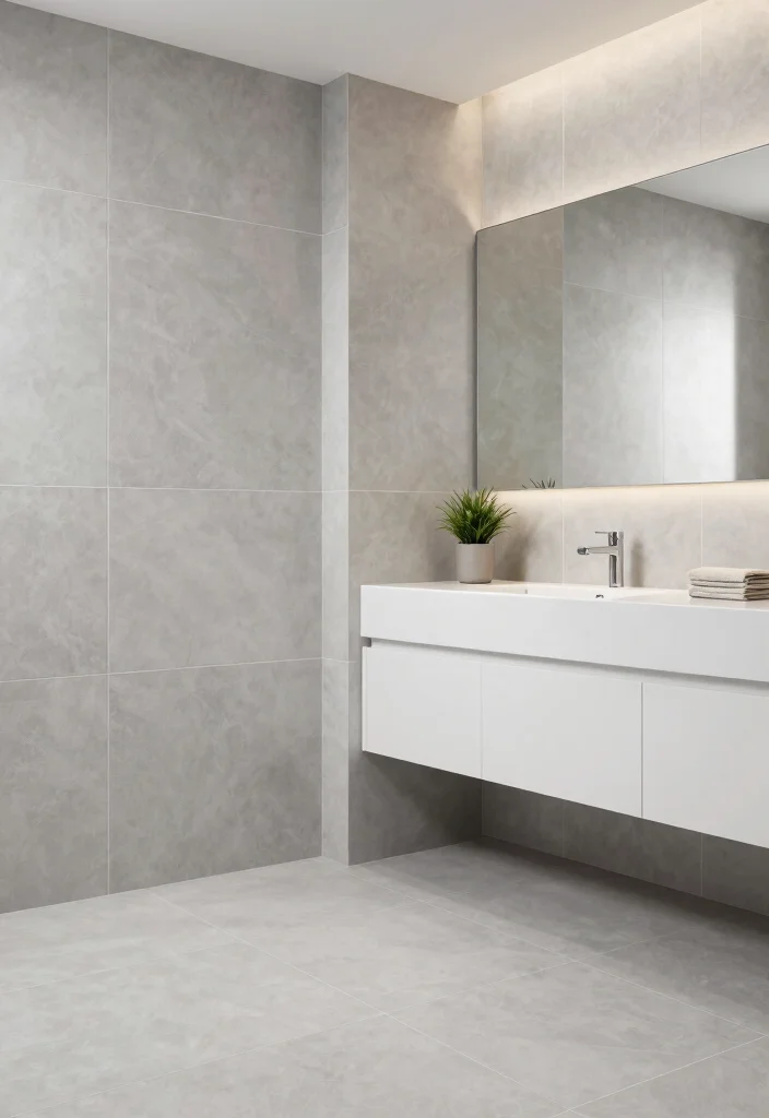 16 Trendy Bathroom Tile Ideas That Feel Fresh - 6. Large Format Tiles 1