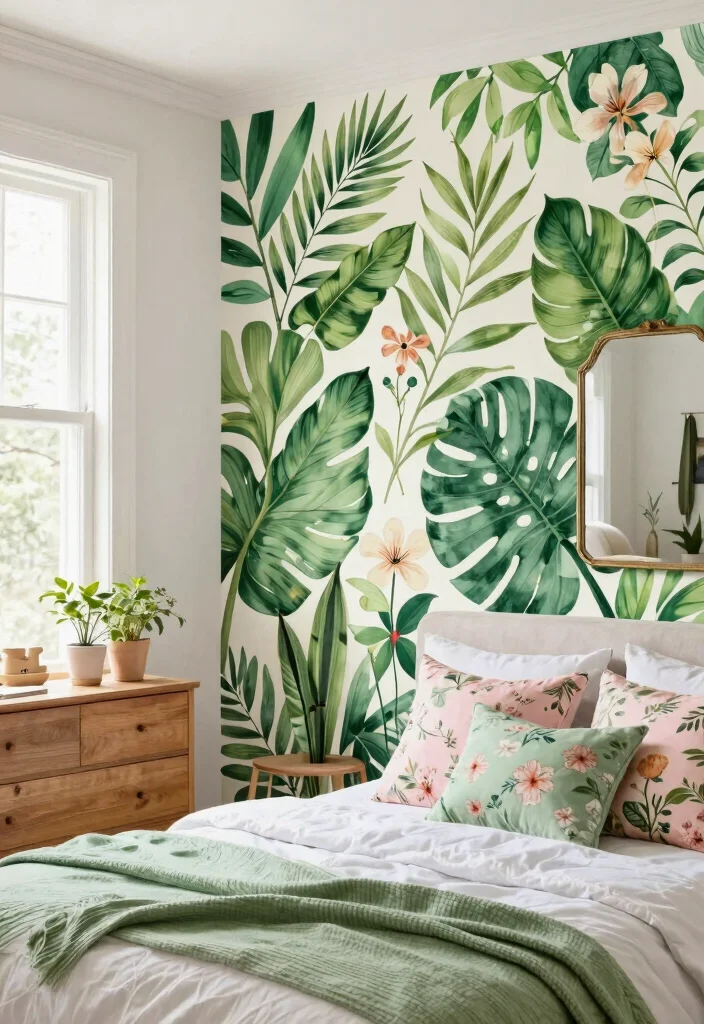 16 Wall Stickers Bedroom Aesthetic Ideas: Easy Trendy Decor - 1. Botanical Bliss 1