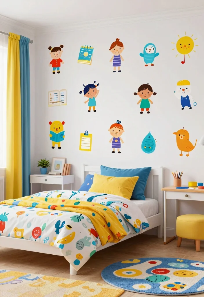16 Wall Stickers Bedroom Aesthetic Ideas: Easy Trendy Decor - 15. Space for Kids 1