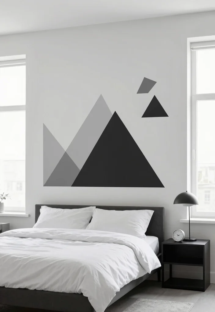 16 Wall Stickers Bedroom Aesthetic Ideas: Easy Trendy Decor - 4. Minimalist Geometric 1