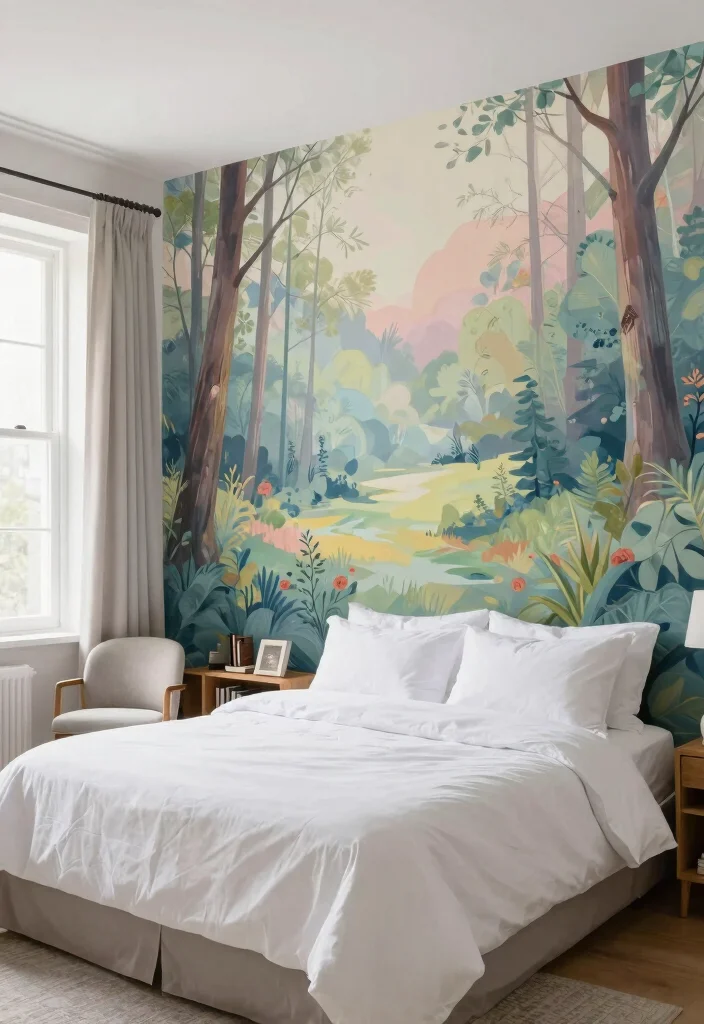16 Wall Stickers Bedroom Aesthetic Ideas: Easy Trendy Decor - 6. Artistic Murals 1