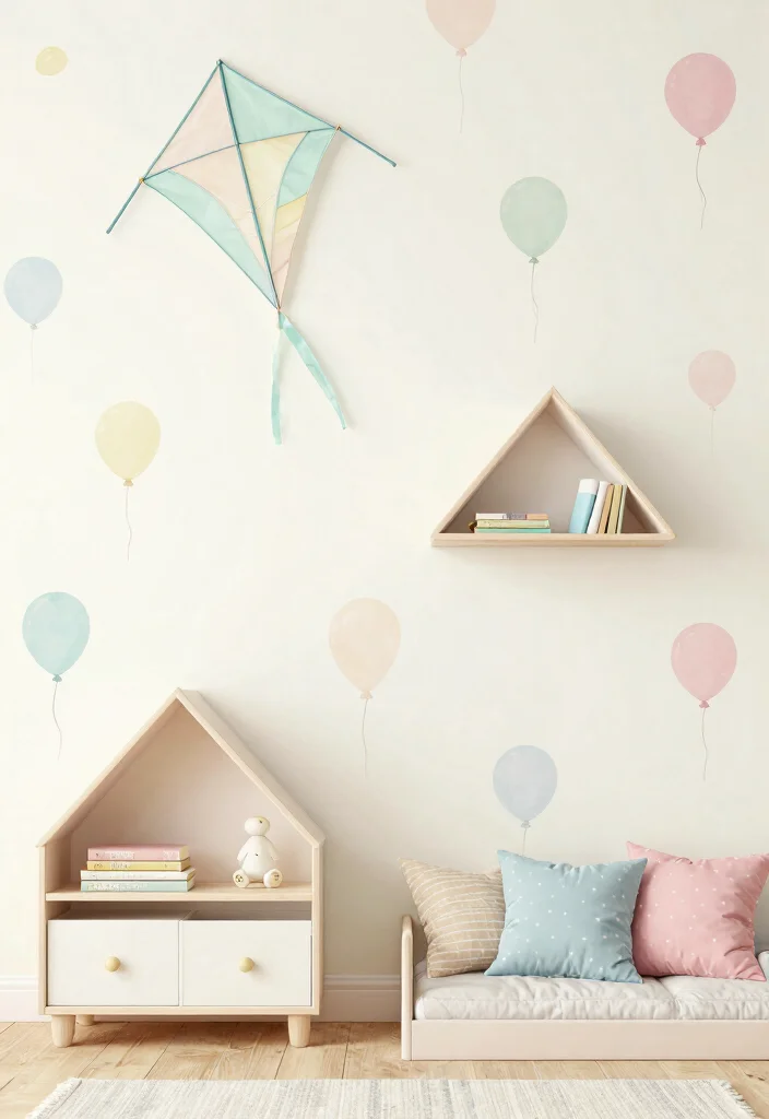 16 Wallpaper for Kids Bedroom Ideas Playful Creative Style - 11. Vintage Kites and Balloons 1
