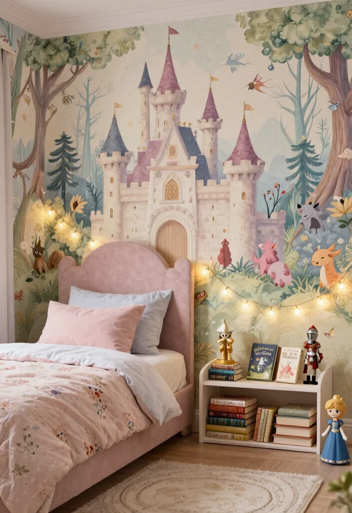 16 Wallpaper for Kids Bedroom Ideas Playful Creative Style - 13. Charming Fairy Tale Castle 1