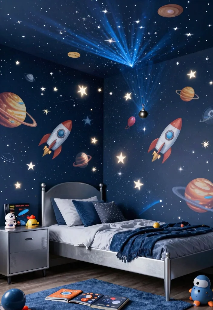 16 Wallpaper for Kids Bedroom Ideas Playful Creative Style - 2. Outer Space Dreams 1