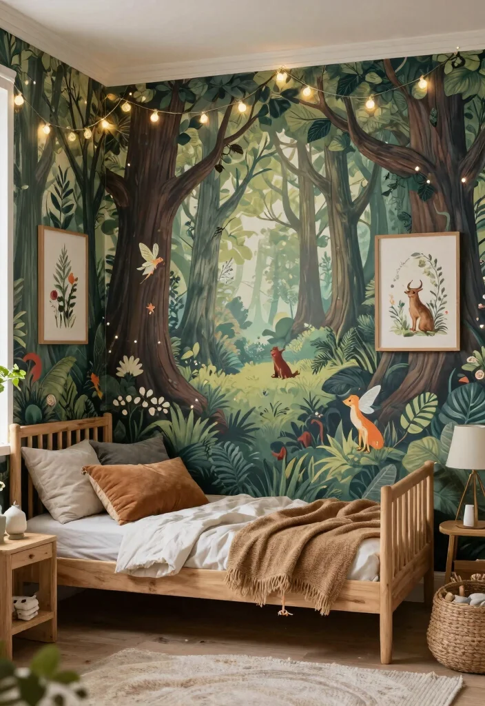 16 Wallpaper for Kids Bedroom Ideas Playful Creative Style - 3. Enchanted Forest 1