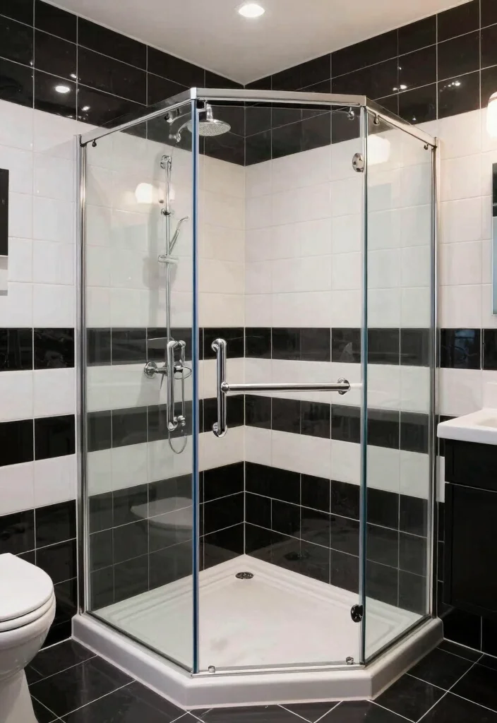 16 White And Black Tile Bathroom Ideas With Classic Contrast - 16. Accessibility Meets Style 1