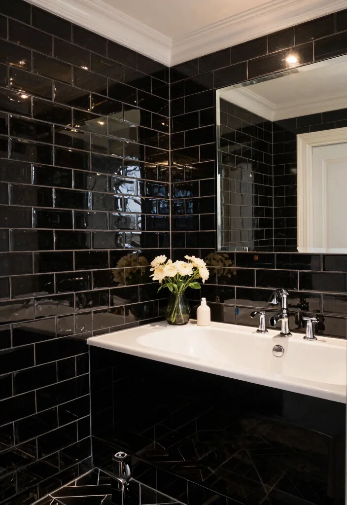 16 White And Black Tile Bathroom Ideas With Classic Contrast - 2. Elegant Subway Tiles 1