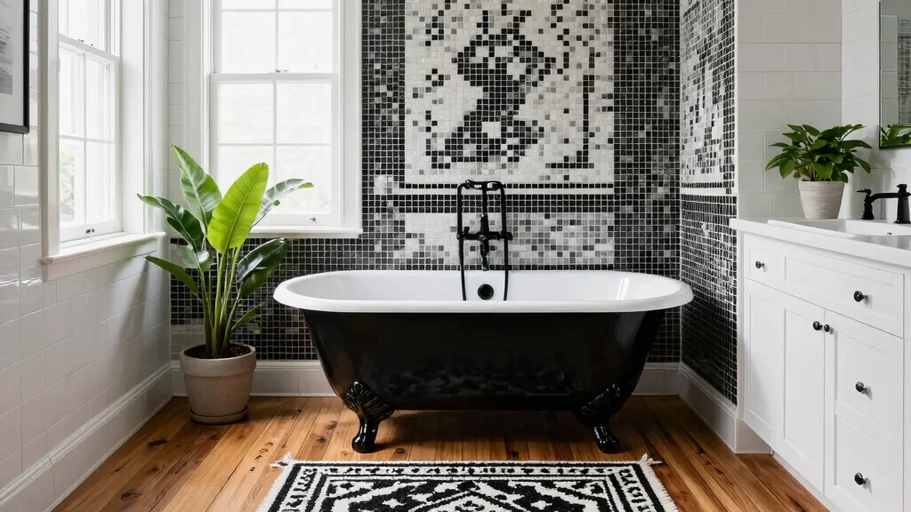 16 White And Black Tile Bathroom Ideas With Classic Contrast