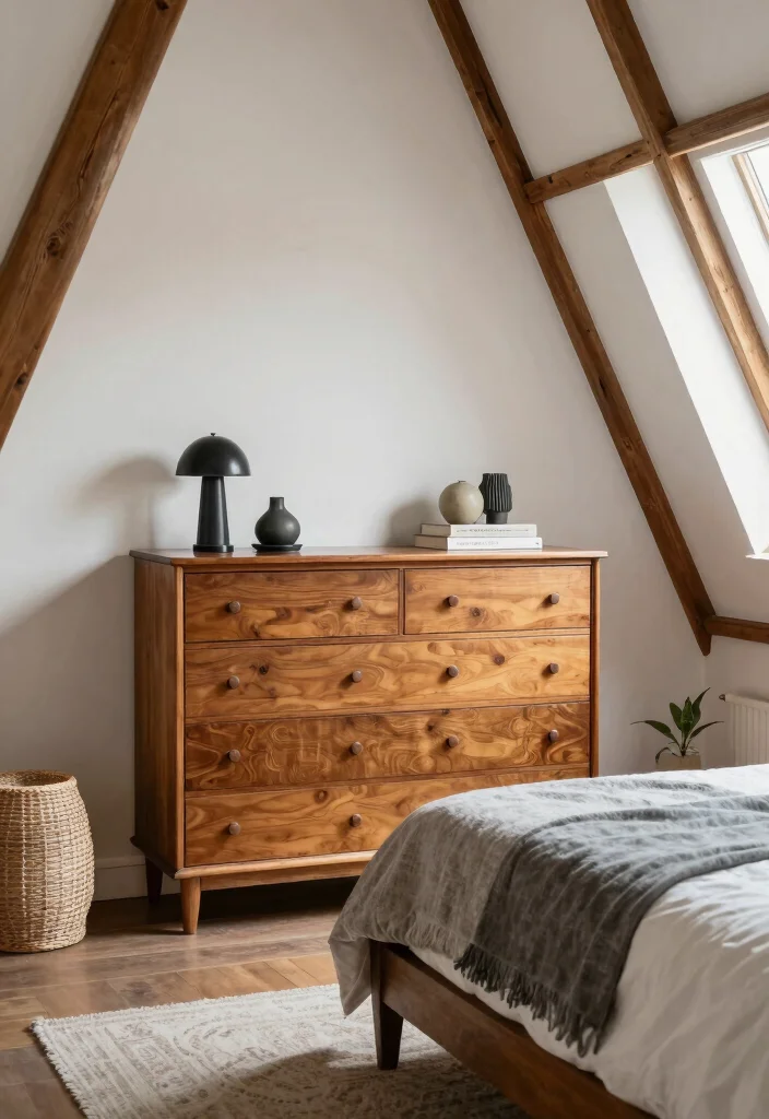 17 A Frame Bedroom Ideas: Cozy Cabin Style Retreats - 12. Mixing Vintage and Modern 1