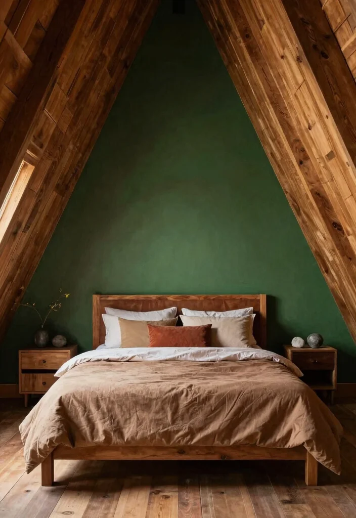 17 A Frame Bedroom Ideas: Cozy Cabin Style Retreats - 6. Earthy Color Palettes 1