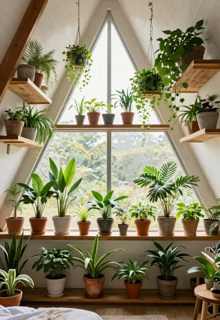 17 A Frame Bedroom Ideas: Cozy Cabin Style Retreats - 9. Indoor Plants for Fresh Air 1