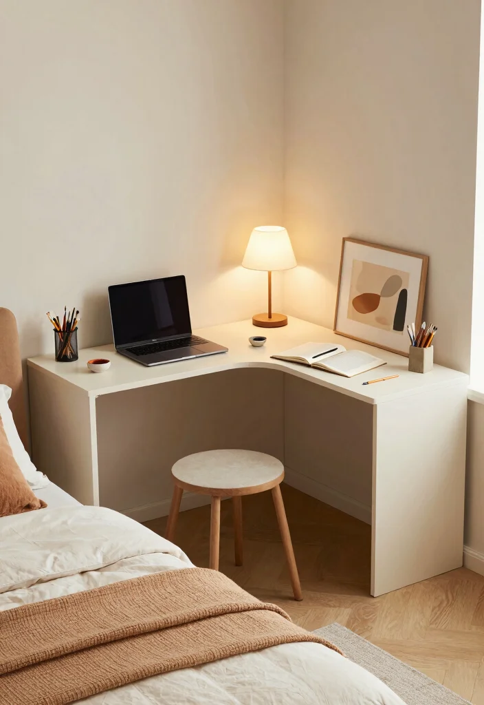17 Bedroom With Desk Layout Ideas for Smart Work Sleep Balance - 5. L-Shaped Layout for Corner Spaces 1
