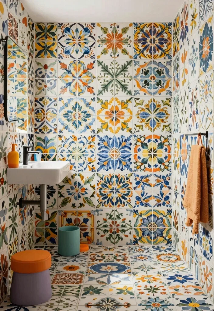 17 Big Bathroom Tile Ideas For Dramatic Impact - 11. Playful Patterns 1