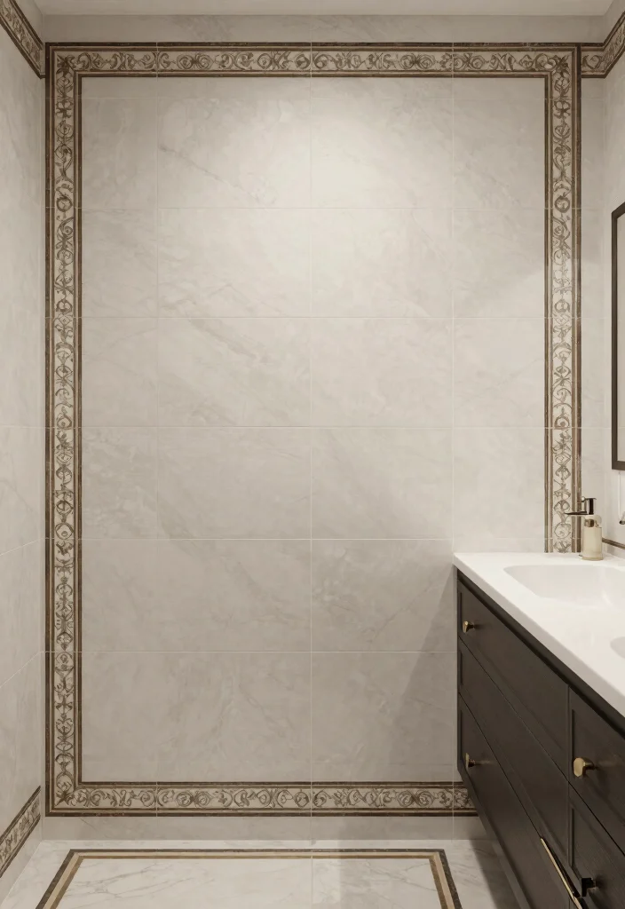 17 Big Bathroom Tile Ideas For Dramatic Impact - 17. Elegant Borders and Accents 1