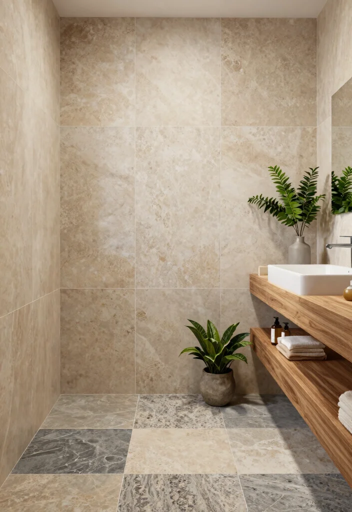 17 Big Bathroom Tile Ideas For Dramatic Impact - 3. Nature’s Palette 1