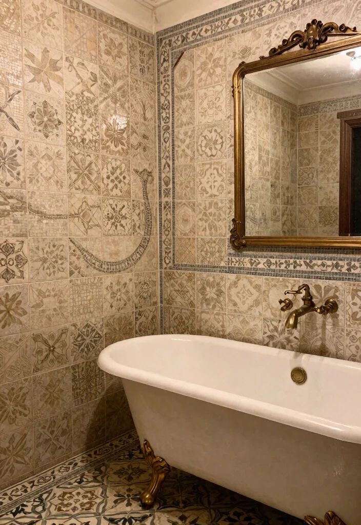 17 Big Bathroom Tile Ideas For Dramatic Impact - 5. Vintage Vibes 1