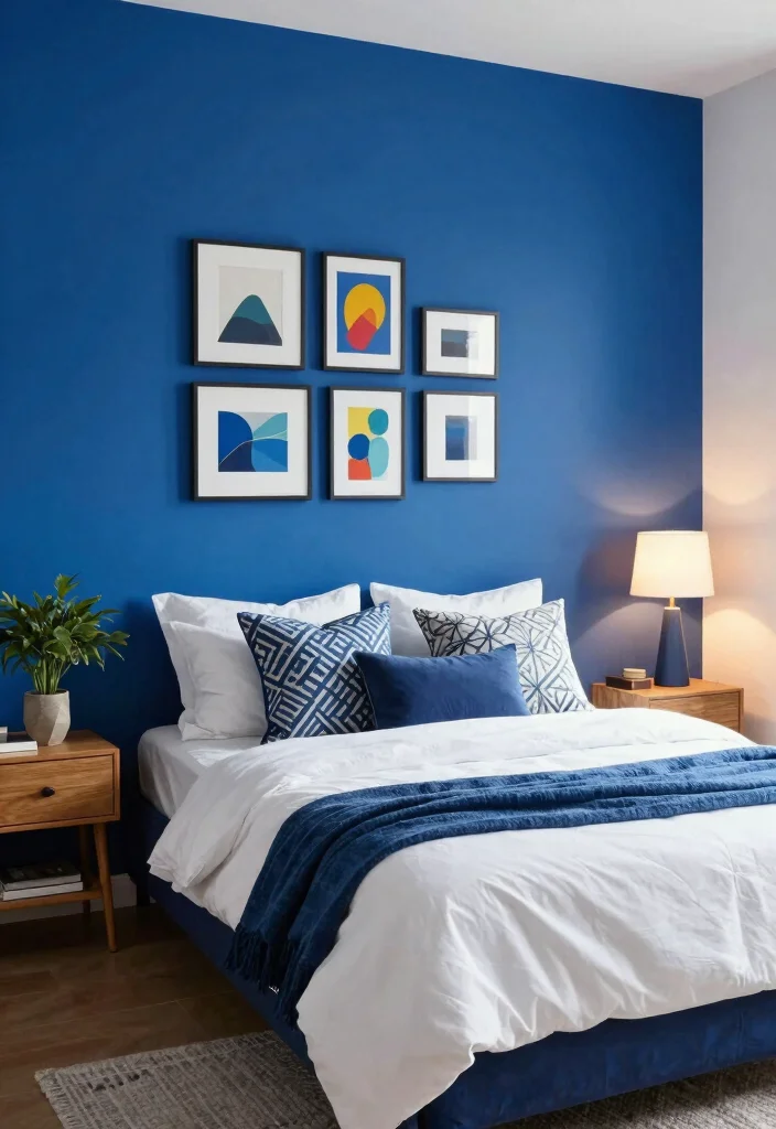 17 Blue Color Drenched Bedroom Ideas Bold Cozy Impact - 2. Bold Accent Wall 1