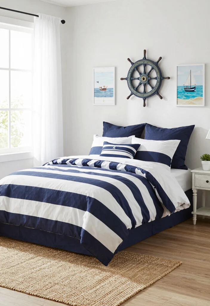 17 Blue Color Drenched Bedroom Ideas Bold Cozy Impact - 3. Nautical Elements 1