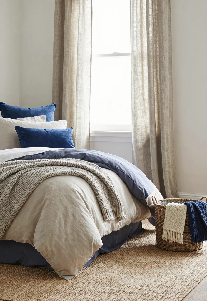 17 Blue Color Drenched Bedroom Ideas Bold Cozy Impact - 8. Textured Fabrics 1