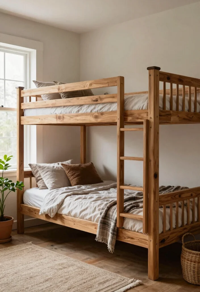 17 Bunk Bed Bedroom Ideas: Smart Compact Layouts - 11. Rustic Bunk Beds 1