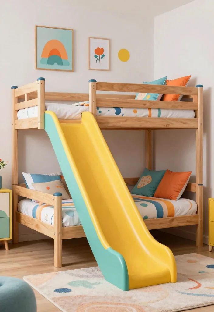 17 Bunk Bed Bedroom Ideas: Smart Compact Layouts - 12. Bunk Beds with Slide 1