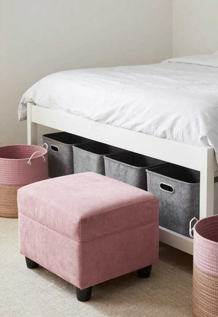 17 Dusty Pink and Grey Bedroom Ideas: Soft Modern Balance - 13. Functional Storage Solutions 1