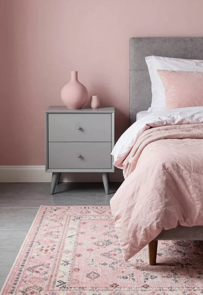17 Dusty Pink and Grey Bedroom Ideas: Soft Modern Balance - 8. Decorative Accessories in Dusty Pink 1