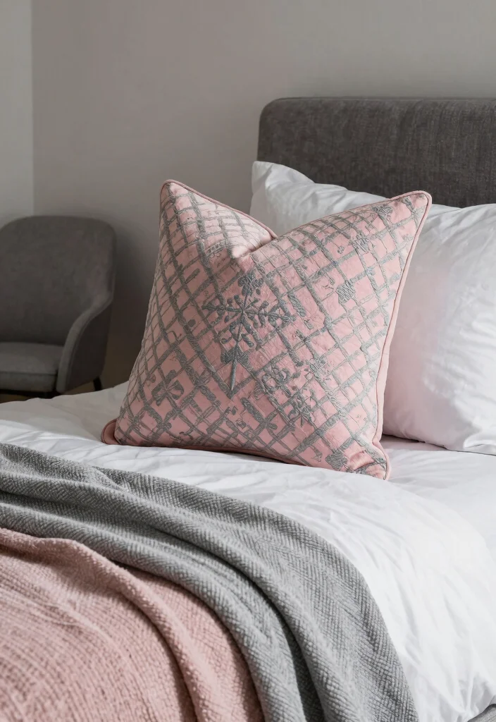 17 Dusty Pink and Grey Bedroom Ideas: Soft Modern Balance - 9. Accessories with Grey and Pink Combinations 1