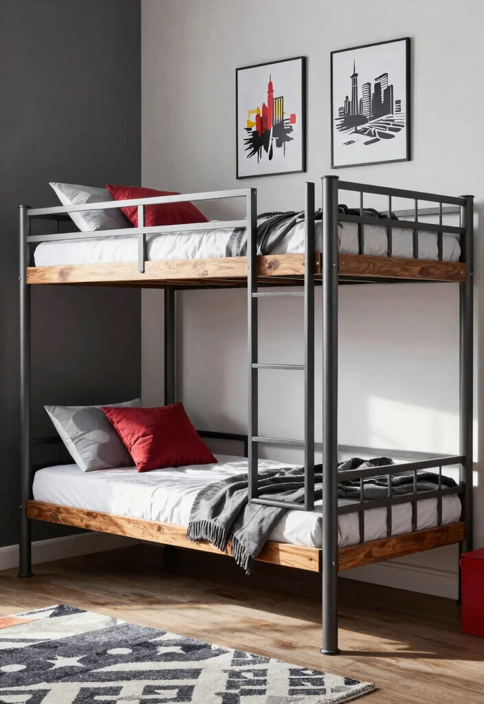 17 Kids Bedroom Bunk Beds Ideas Space Saving Fun - 11. Industrial Style Bunk Beds 1