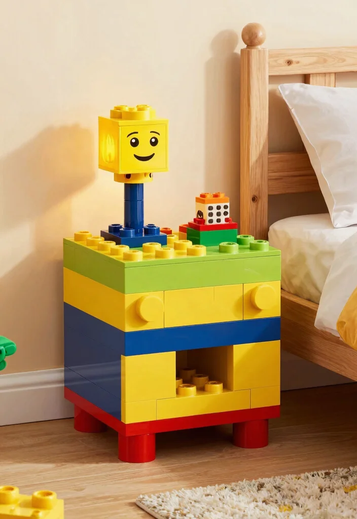17 Lego Bedroom Ideas Boys: Fun and Creative Themes - 11. Lego-Themed Nightstand 1