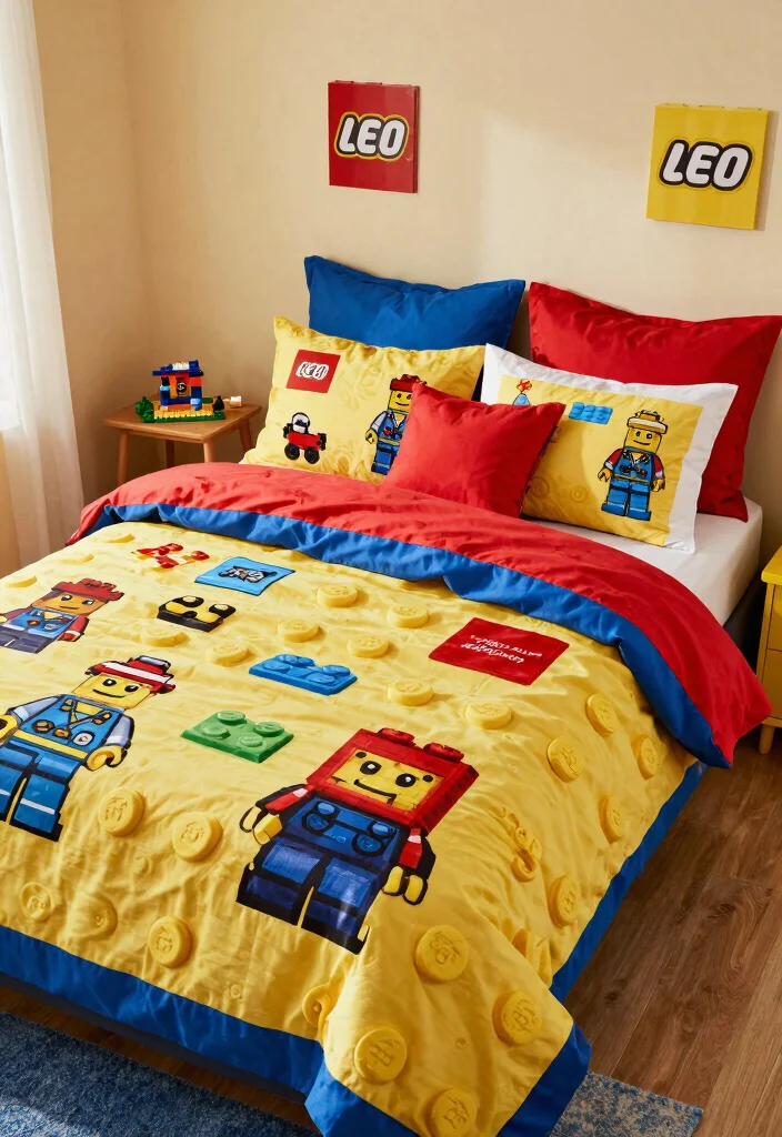 17 Lego Bedroom Ideas Boys: Fun and Creative Themes - 3. Lego-Themed Bedding 1