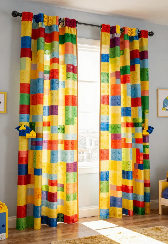 17 Lego Bedroom Ideas Boys: Fun and Creative Themes - 6. Lego-Themed Curtains 1