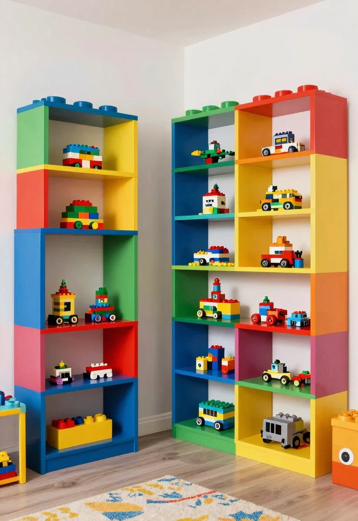 17 Lego Bedroom Ideas Boys: Fun and Creative Themes - 7. Lego Shelving 1