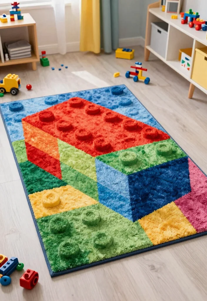 17 Lego Bedroom Ideas Boys: Fun and Creative Themes - 8. Lego-Inspired Rug 1