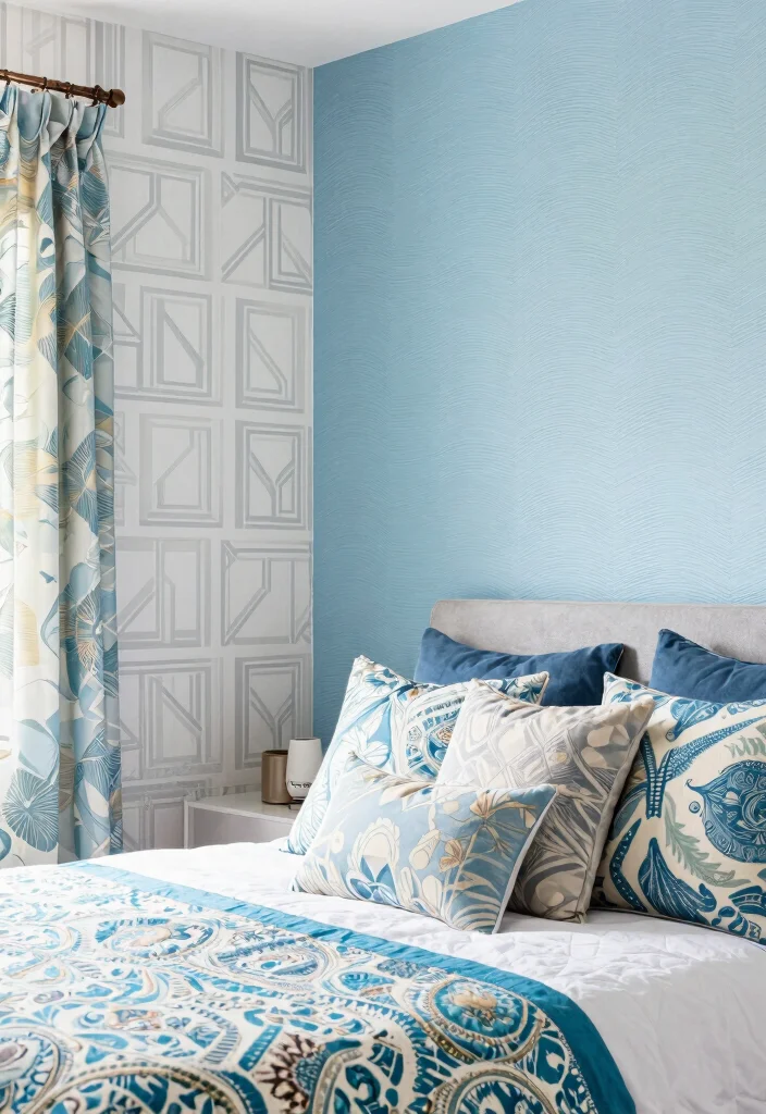 17 Painting Bedroom Wall Ideas: Fresh Stylish Updates - 12. Combining Patterns and Textures 1