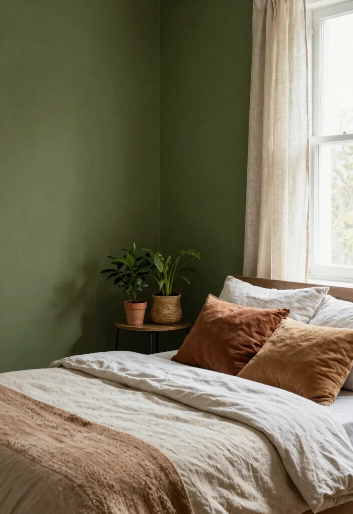 17 Painting Bedroom Wall Ideas: Fresh Stylish Updates - 2. Earthy Greens for a Natural Vibe 1