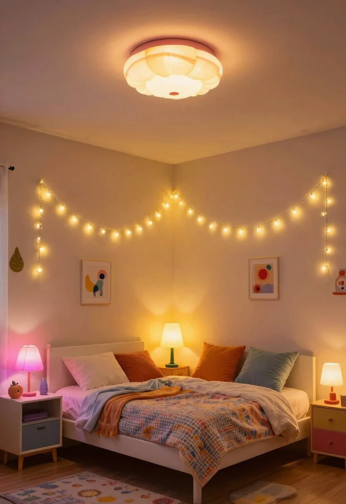 17 Small Bedroom for Two Kids Ideas: Fun Functional Layouts - 13. Fun Lighting Solutions 1