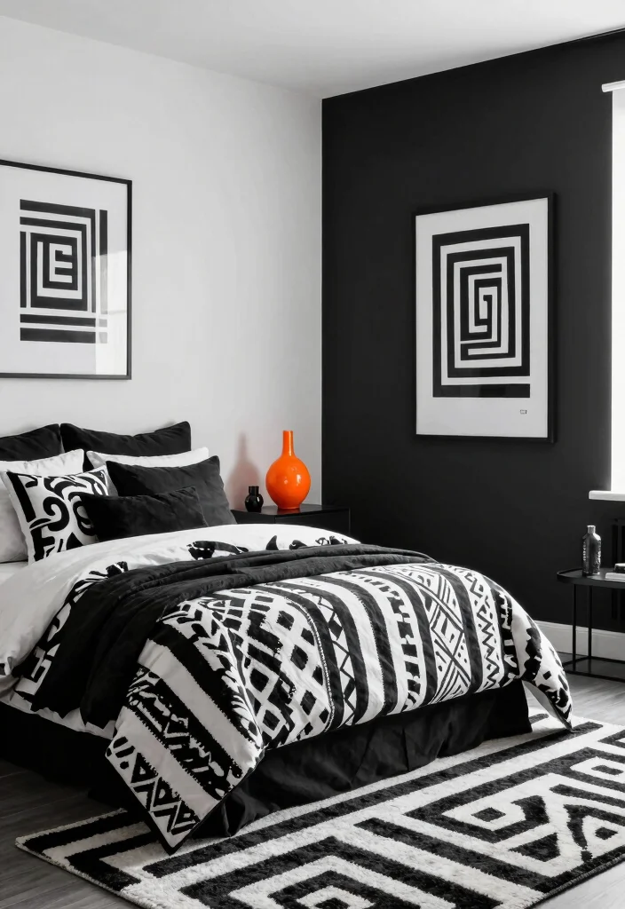 18 Bedroom Design Ideas for Women: Elegant Personal Style - 15. Timeless Black and White Aesthetic 1
