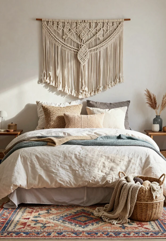 18 Bedroom Design Ideas for Women: Elegant Personal Style - 8. Woven Textiles and Rugs 1