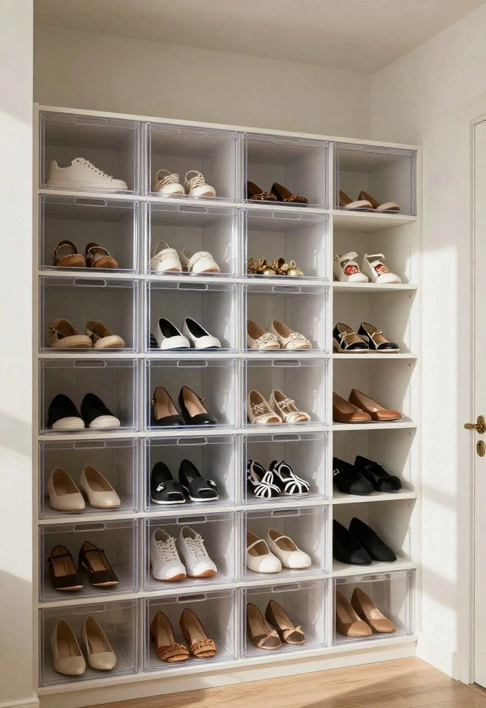 18 Bedroom Walk In Closet Ideas: Stylish Functional Storage - 15. Clear Storage Options 1