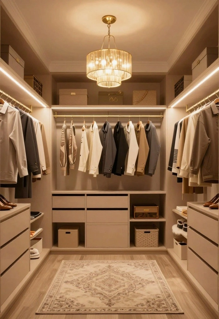 18 Bedroom Walk In Closet Ideas: Stylish Functional Storage - 6. Lighting Magic 1