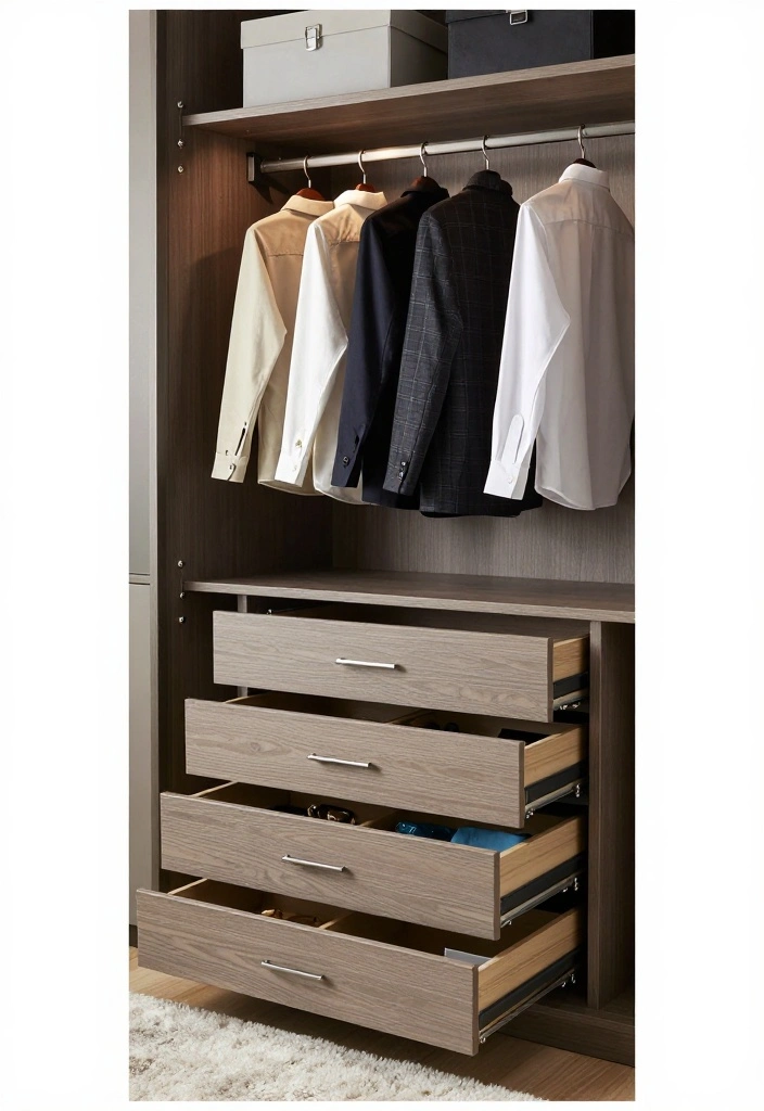 18 Bedroom Walk In Closet Ideas: Stylish Functional Storage - 8. Innovative Drawer Solutions 1